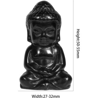 Rockcloud Pocket Stone Baby Buddha Crystal Statue for Home Decoration Zen Garden Spiritual Feng Shui Figurine, Black Obsidian