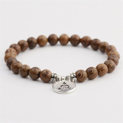 mala Beads,Rosary Beads, 1 Pc Multilayer Wood Beads Lotus Tibetan Buddha Charm Rosary Bracelet for Women Men Jewelry-OM (Color : Om) (Color : Buddha Short)