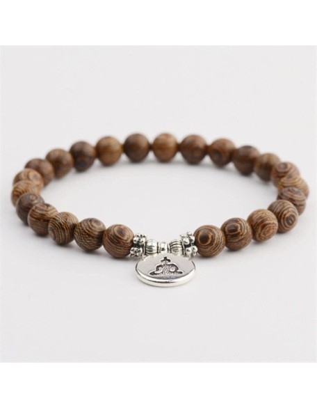 mala Beads,Rosary Beads, 1 Pc Multilayer Wood Beads Lotus Tibetan Buddha Charm Rosary Bracelet for Women Men Jewelry-OM (Color : Om) (Color : Buddha Short)