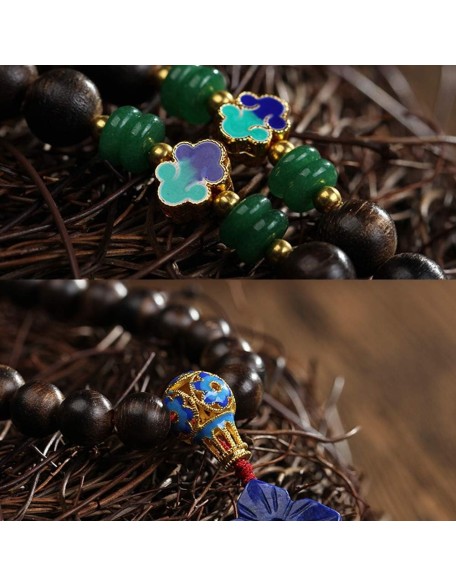 mala beads,Rosary beads, 108 Prayer Beads Bracelet 8MM Natural Agarwood Tibetan Buddhist Buddha Mala Meditation Bead Bracelet/Necklace With lapis lazuli flower pendant Jewelry Gift ( Color : Beaded )