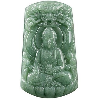 Natural Grade A Jade Jadeite Bean Green Buddha Goddess dragon protection main dragon jade pendant men's pendant women's style necklace