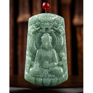 Natural Grade A Jade Jadeite Bean Green Buddha Goddess dragon protection main dragon jade pendant men's pendant women's style necklace