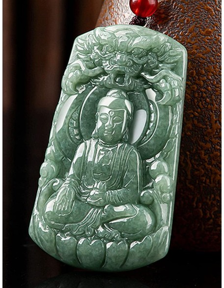 Natural Grade A Jade Jadeite Bean Green Buddha Goddess dragon protection main dragon jade pendant men's pendant women's style necklace