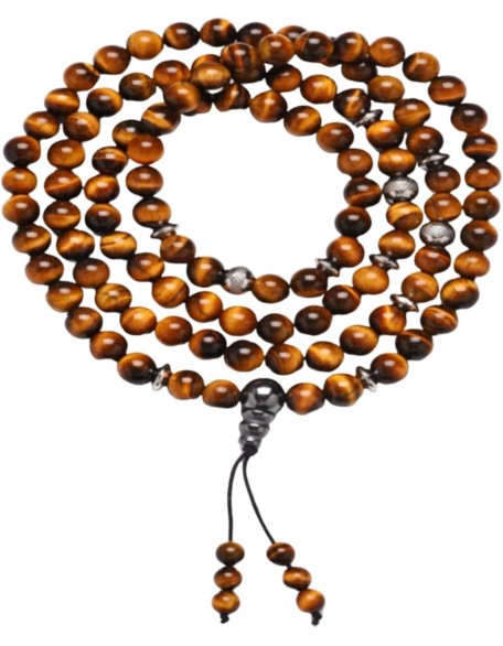 Pahoa Tiger Eye Prayer 108 Beads Mala Mantra Beaded Necklace Stretch Wrap Bracelet Jewelry Collar Pulsera