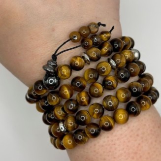 Pahoa Tiger Eye Prayer 108 Beads Mala Mantra Beaded Necklace Stretch Wrap Bracelet Jewelry Collar Pulsera