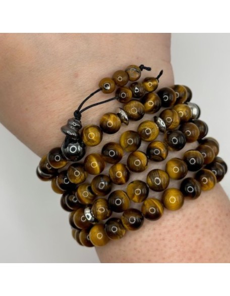 Pahoa Tiger Eye Prayer 108 Beads Mala Mantra Beaded Necklace Stretch Wrap Bracelet Jewelry Collar Pulsera