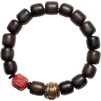 11Mm Agarwood Bracelet Tibetan Copper Bead Bracelet Cinnabar Six Word Proverbs Buddha Bead Prayer Bracelet