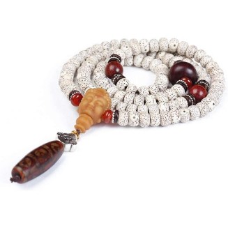 Prayer Beads,Beads Necklace,Bracelet, 108 Beads Bracelet Tibetan Buddhist Star Moon Bodhi with Lotus/Buddha Pendant Natural Wood Mala Prayer Bead Necklace(Color:B,Size:7 * 9mm) (Color : B (