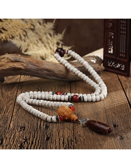 Prayer Beads,Beads Necklace,Bracelet, 108 Beads Bracelet Tibetan Buddhist Star Moon Bodhi with Lotus/Buddha Pendant Natural Wood Mala Prayer Bead Necklace(Color:B,Size:7 * 9mm) (Color : B (