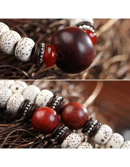 Prayer Beads,Beads Necklace,Bracelet, 108 Beads Bracelet Tibetan Buddhist Star Moon Bodhi with Lotus/Buddha Pendant Natural Wood Mala Prayer Bead Necklace(Color:B,Size:7 * 9mm) (Color : B (