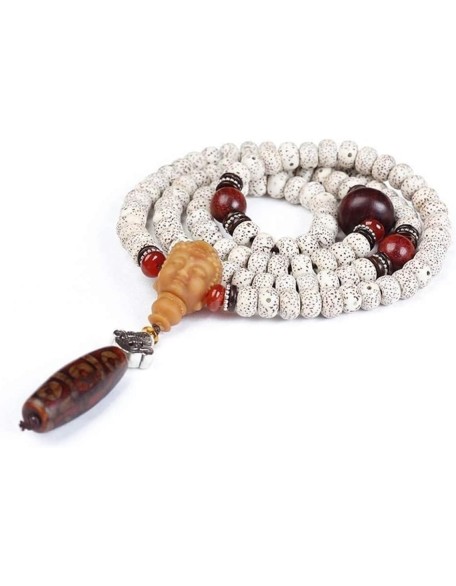 Bead Bracelet,Prayer Beads Bracelet,108 Beads Bracelet Tibetan Buddhist Star Moon Bodhi with Lotus/Buddha Pendant Natural Wood Mala Prayer Bead Necklace(Color:B,Size:7 * 9mm)