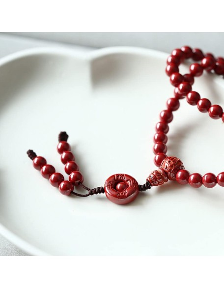 Buddhist Prayer Beads Bracelet,bead bracelet,Prayer Beads,Natural Cinnabar Beaded Bracelet 108 6Mm Buddha Beads Cinnabar Rosary Unisex Couple Good Luck Amulet