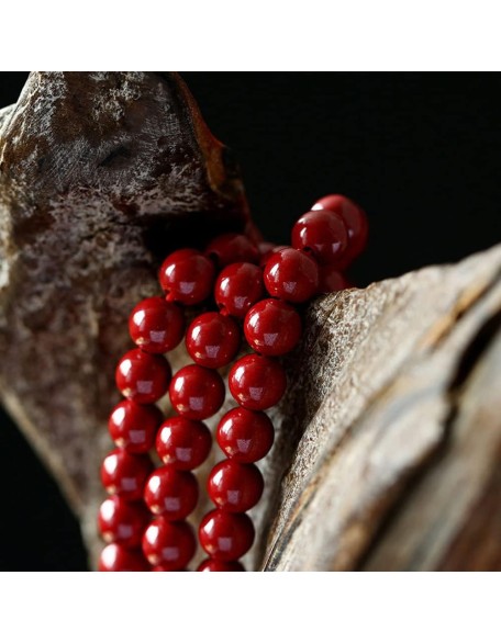 Buddhist Prayer Beads Bracelet,bead bracelet,Prayer Beads,Natural Cinnabar Beaded Bracelet 108 6Mm Buddha Beads Cinnabar Rosary Unisex Couple Good Luck Amulet