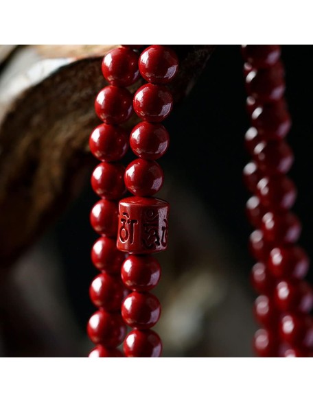 Buddhist Prayer Beads Bracelet,bead bracelet,Prayer Beads,Natural Cinnabar Beaded Bracelet 108 6Mm Buddha Beads Cinnabar Rosary Unisex Couple Good Luck Amulet