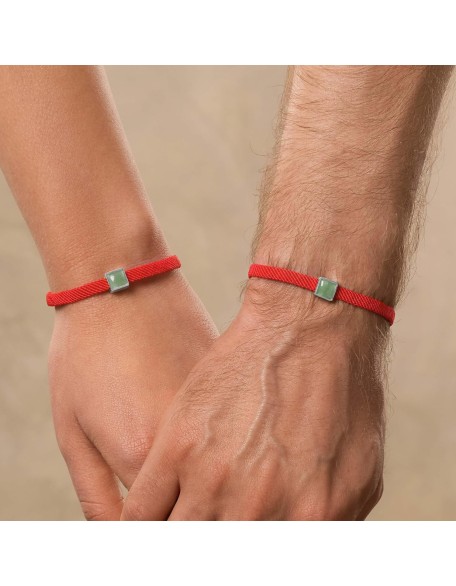 Red String Bracelet with Black Onyx, Jade, Tiger Eye, Lapis Lazuli - Rhodium Plated Brass, Handmade in Thailand, Available in 6.5", 7", 7.5" Lengths