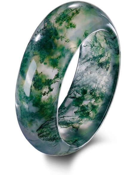 Natural Moss Agate Ring for Women & Men Natural Green Gemstone Rings Agate Jewelry Gift