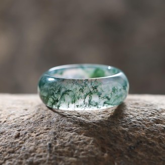 Natural Moss Agate Ring for Women & Men Natural Green Gemstone Rings Agate Jewelry Gift