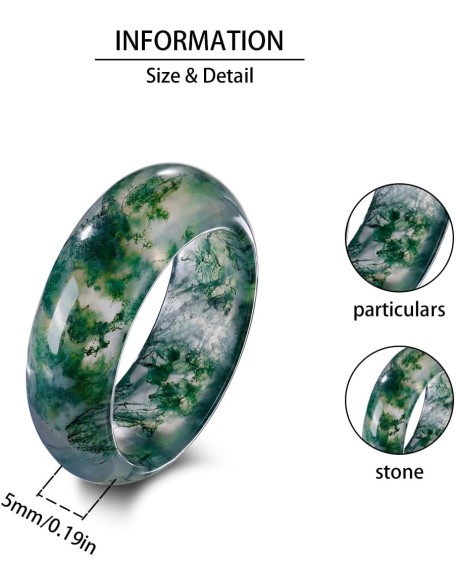 Natural Moss Agate Ring for Women & Men Natural Green Gemstone Rings Agate Jewelry Gift