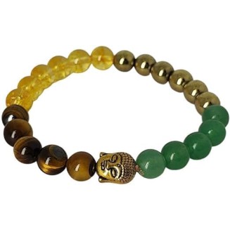 Gautam Buddha Round Gemstone Money Magnete Adjustable Combo Stones Bracelet For Yoga Reiki Meditation Feng Shui (Unisex) Pack of 1