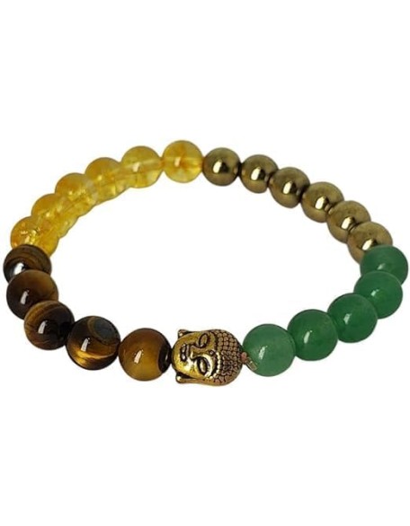 Gautam Buddha Round Gemstone Money Magnete Adjustable Combo Stones Bracelet For Yoga Reiki Meditation Feng Shui (Unisex) Pack of 1