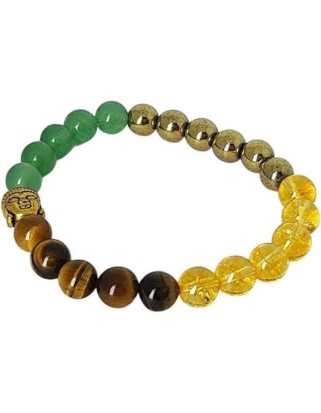 Gautam Buddha Round Gemstone Money Magnete Adjustable Combo Stones Bracelet For Yoga Reiki Meditation Feng Shui (Unisex) Pack of 1