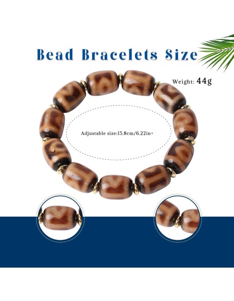 Tibetan Dzi Beads Bracelet Mala Beads Luxury Jewelry Agate Elastic Bracelet Amulet Bangle Attract Good Luck for Women and Men Friend Mother's Day Valentine's Day Christmas Birthdays Gift