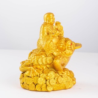 Feng Shui Laughing Buddha Money Frog，Lucky Money Toad Decorations,Ideal for Attracting Wealth(Gold Buddha)