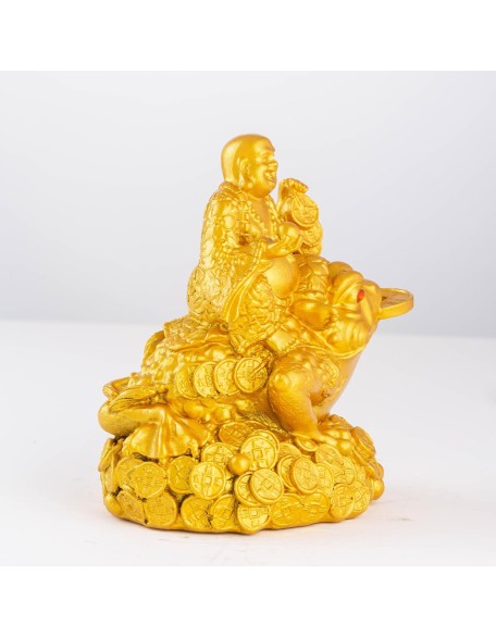 Feng Shui Laughing Buddha Money Frog，Lucky Money Toad Decorations,Ideal for Attracting Wealth(Gold Buddha)