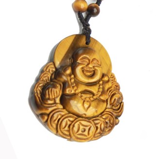 Tiger's Eye Pendant Hand Carved Energy Healing Maitreya Buddha Necklace With Bead Chain Lucky Amulet Fo Crystal Jewelry For Women Men