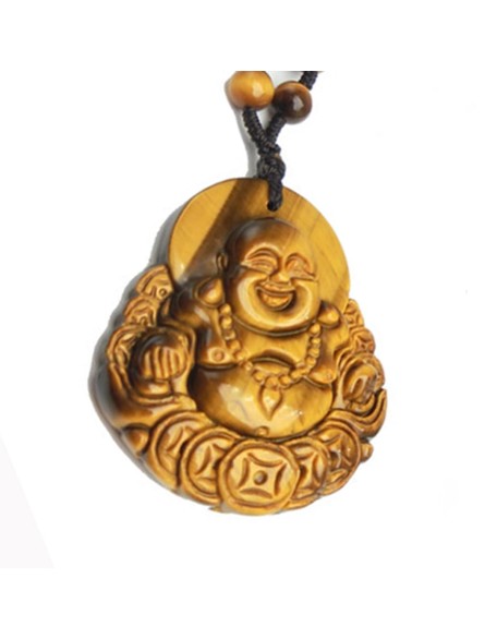 Tiger's Eye Pendant Hand Carved Energy Healing Maitreya Buddha Necklace With Bead Chain Lucky Amulet Fo Crystal Jewelry For Women Men