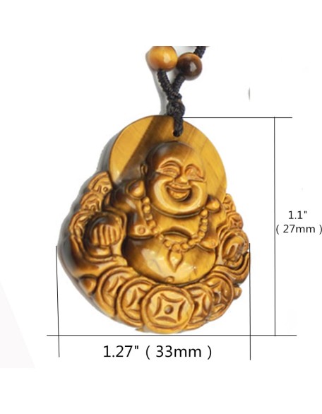 Tiger's Eye Pendant Hand Carved Energy Healing Maitreya Buddha Necklace With Bead Chain Lucky Amulet Fo Crystal Jewelry For Women Men