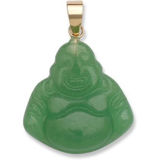 14k Yellow Gold Genuine Green or Lavendar Jade Small Carved Buddha Pendant - 16mm x 22mm - Jade Buddha Necklace for Women