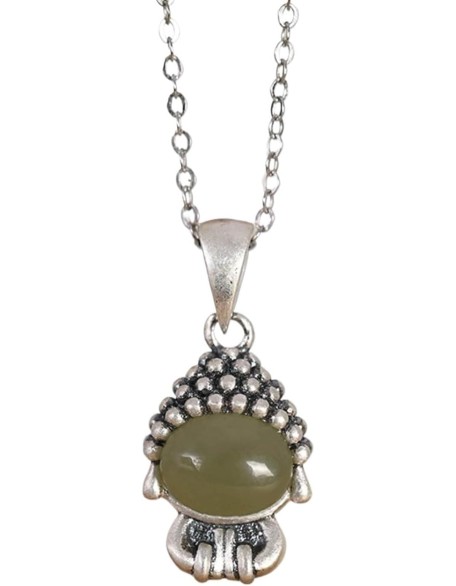 Gemstone Necklace,jade necklace,Feng Shui Necklace Sterling Silver Necklace for Women Buddha Pendant Necklace Natural Jade Necklace Talisman Gemstone Choker Gold Meditation Jewelry Gifts Attract Wealt