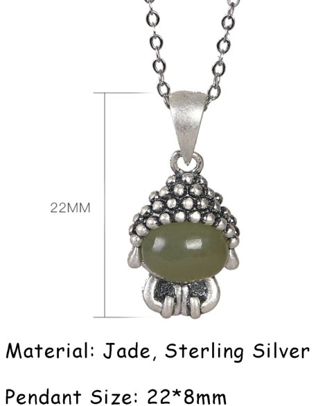 Gemstone Necklace,jade necklace,Feng Shui Necklace Sterling Silver Necklace for Women Buddha Pendant Necklace Natural Jade Necklace Talisman Gemstone Choker Gold Meditation Jewelry Gifts Attract Wealt