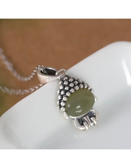 Gemstone Necklace,jade necklace,Feng Shui Necklace Sterling Silver Necklace for Women Buddha Pendant Necklace Natural Jade Necklace Talisman Gemstone Choker Gold Meditation Jewelry Gifts Attract Wealt