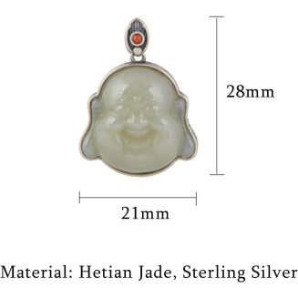 Gemstone Necklace,jade necklace,Sterling Silver Necklace for Women Feng Shui Necklace Buddha Charm Pendant Necklace Jade Amulet Wealth Necklace Vintage Style Long Necklace Meditation Talisman Stone Br