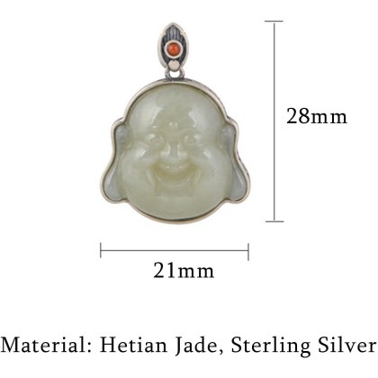 Gemstone Necklace,jade necklace,Sterling Silver Necklace for Women Feng Shui Necklace Buddha Charm Pendant Necklace Jade Amulet Wealth Necklace Vintage Style Long Necklace Meditation Talisman Stone Br