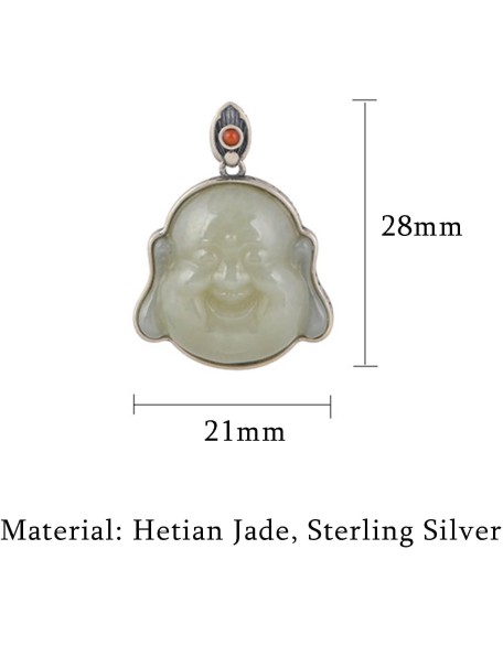 Gemstone Necklace,jade necklace,Sterling Silver Necklace for Women Feng Shui Necklace Buddha Charm Pendant Necklace Jade Amulet Wealth Necklace Vintage Style Long Necklace Meditation Talisman Stone Br