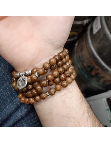 prayer beads buddhist prayer beads mala beads 1 Pc Multilayer Wood Beads Tibetan Buddha Charm Rosary Bracelet For Women Men Jewelry-OM (Color : Om) (Color : Crown)