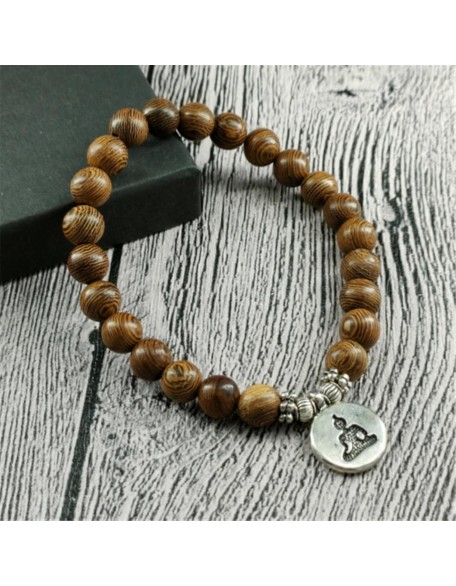 prayer beads buddhist prayer beads mala beads 1 Pc Wood Beads Bracelet Men Tibetan Mala Buddha Rosary Bracelet For Women Yoga Jewelry-brown