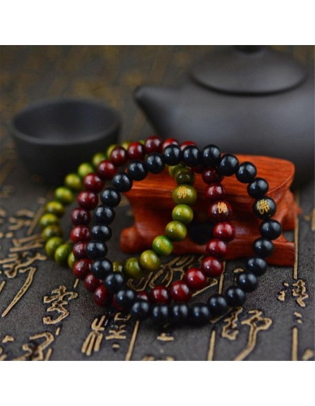 prayer beads buddhist prayer beads mala beads 1 Pc Buddhism Buddha Word Wood Beads Chakra Rosary Bracelet Man Woman Jewelry-red (Color : Red) (Color : Buddha Black)