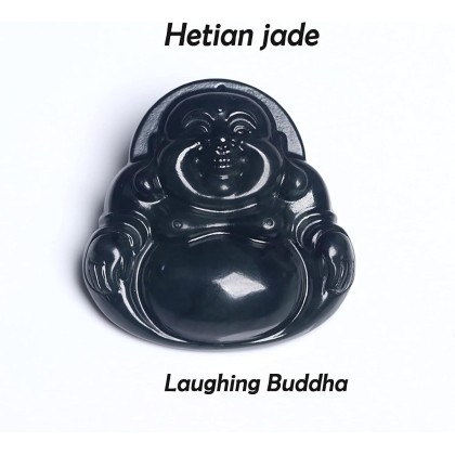 Gemstone Necklace,jade necklace,Feng Shui Necklace Natural Gemstone Hetian Jade Necklace Pendant Laughing Buddha Pendant Charm Lucky Charm for Women Men Amulet Jewelry for Protection Crystal Chakra Me