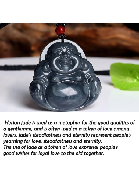 Gemstone Necklace,jade necklace,Feng Shui Necklace Natural Gemstone Hetian Jade Necklace Pendant Laughing Buddha Pendant Charm Lucky Charm for Women Men Amulet Jewelry for Protection Crystal Chakra Me