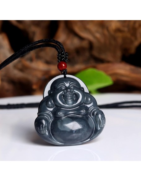 Gemstone Necklace,jade necklace,Feng Shui Necklace Natural Gemstone Hetian Jade Necklace Pendant Laughing Buddha Pendant Charm Lucky Charm for Women Men Amulet Jewelry for Protection Crystal Chakra Me