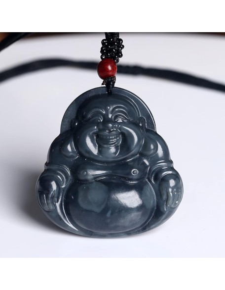 Gemstone Necklace,jade necklace,Feng Shui Necklace Natural Gemstone Hetian Jade Necklace Pendant Laughing Buddha Pendant Charm Lucky Charm for Women Men Amulet Jewelry for Protection Crystal Chakra Me