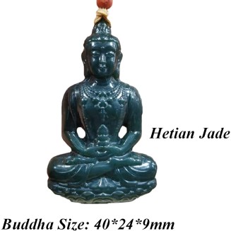 Gemstone Necklace,jade necklace,Natural Hetian Jade Necklace Guanyin Pendant Buddha Necklace 1Pc Feng Shui Amulet Necklace Green Jade Buddha Necklace w/Cord Talisman Stone Long Necklace Attract Wealth