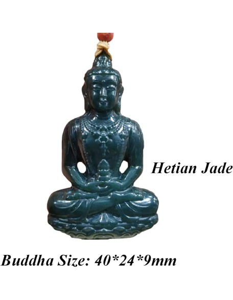 Gemstone Necklace,jade necklace,Natural Hetian Jade Necklace Guanyin Pendant Buddha Necklace 1Pc Feng Shui Amulet Necklace Green Jade Buddha Necklace w/Cord Talisman Stone Long Necklace Attract Wealth