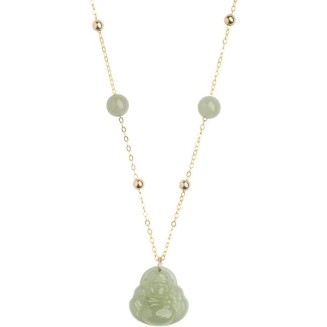 14K/18K Gold Buddha Necklace with Natural Jade Pendant, Unique Birthday or Gift for Women, Ideal for Wife or Mother