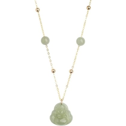 14K/18K Gold Buddha Necklace with Natural Jade Pendant, Unique Birthday or Gift for Women, Ideal for Wife or Mother