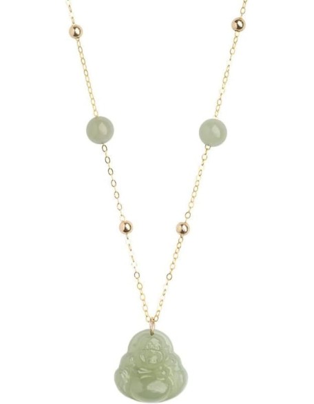 14K/18K Gold Buddha Necklace with Natural Jade Pendant, Unique Birthday or Gift for Women, Ideal for Wife or Mother